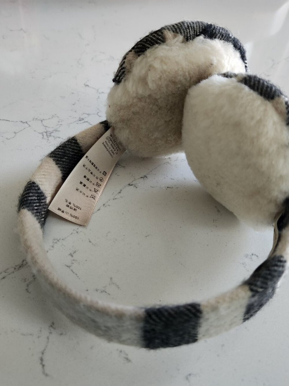 BURBERRY Nova Check Cashmere and Shearling Ear Muffs, Authentic - Picture 2 of 8